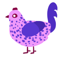 A lavender and indigo chicken with a speckle pattern