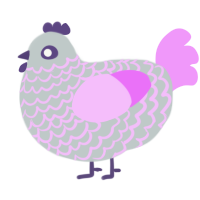 A silver and lavender chicken with a lace pattern