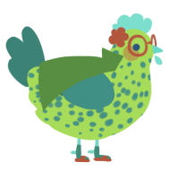 A grass and sea chicken with a speckle pattern