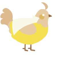 A yellow and beige chicken with a head pattern