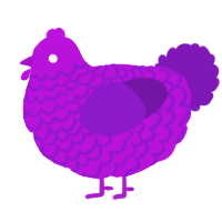 A amethyst and violet chicken with a lace pattern