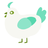 A white and mint chicken