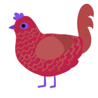 A crimson and red chicken with a lace pattern