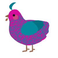 THING, a fuchsia and sea chicken with a double-lace pattern