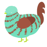 A mint and russet chicken with a bar pattern