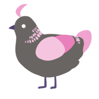 A grey and pink chicken with a neck-band pattern