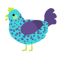 A aqua and overcast chicken with a speckle pattern