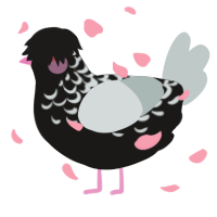 Lilith, a sable and silver chicken with a half-lace pattern