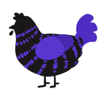 A sable and indigo chicken with a bar pattern
