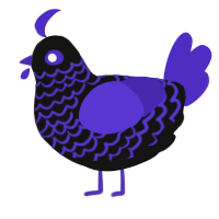 A black and indigo chicken with a lace pattern