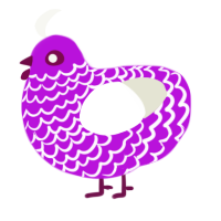A amethyst and white chicken with a lace pattern