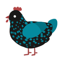 A sable and sea chicken with a speckle pattern