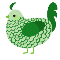 A gluppy and leaf chicken with a lace pattern