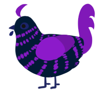 A tumblr and violet chicken with a bar pattern