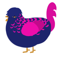 (unnamed), a navy and fuchsia chicken with a half-lace pattern