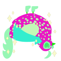 A violet and aqua chicken with a speckle pattern