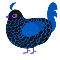 (unnamed), a black and ultramarine chicken with a lace pattern