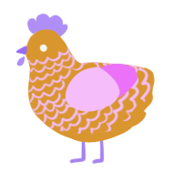 A orange and lavender chicken with a lace pattern