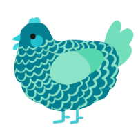 A sea and mint chicken with a lace pattern