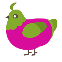 (unnamed), a fuchsia and chartreuse chicken with a head pattern