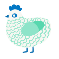 A white and mint chicken with a lace pattern