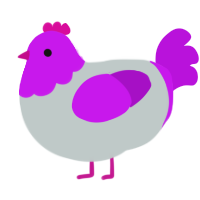 Sallia, a silver and amethyst chicken with a head pattern
