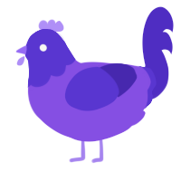 A blurple and indigo chicken with a head pattern