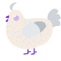 A cream and mist chicken with a speckle pattern