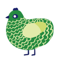 Tyler, a viridian and lemon chicken with a lace pattern