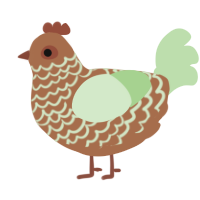 A brown and gluppy chicken with a lace pattern