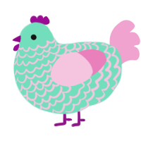 Philly, a mint and pink chicken with a lace pattern