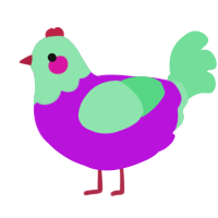 A amethyst and spring chicken with a head pattern
