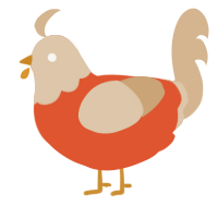Turkey Gravy, a vermilion and beige chicken with a head pattern
