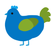 A sapphire and chartreuse chicken