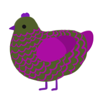 A olive and plum chicken with a lace pattern