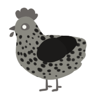 A ash and sable chicken with a speckle pattern