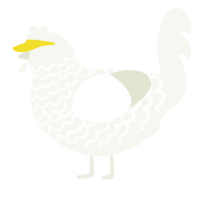A white chicken with a lace pattern