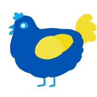 A ultramarine and yellow chicken