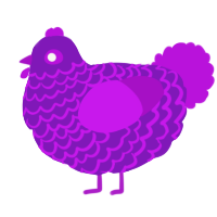 A violet and amethyst chicken with a lace pattern