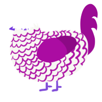 Grape Shaved Ice, a white and plum chicken with a lace pattern