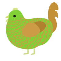 A grass and gold chicken with a lace pattern