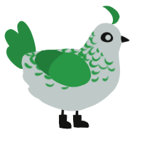 Arashi, a silver and viridian chicken with a half-lace pattern