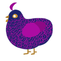 Butterfly Pea, a navy and plum chicken with a double-lace pattern