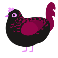 Reaper, a sable and maroon chicken with a half-lace pattern