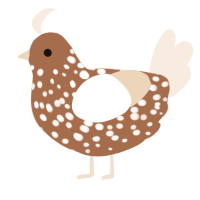 A brown and cream chicken with a speckle pattern