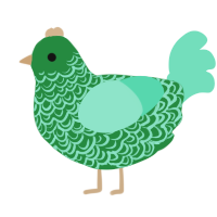 A viridian and mint chicken with a double-lace pattern