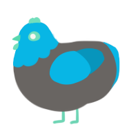 A grey and cerulean chicken with a head pattern