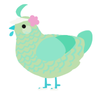 A gluppy and mint chicken with a lace pattern