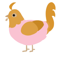 A rose and orange chicken with a head pattern