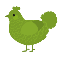 A chartreuse chicken with a lace pattern